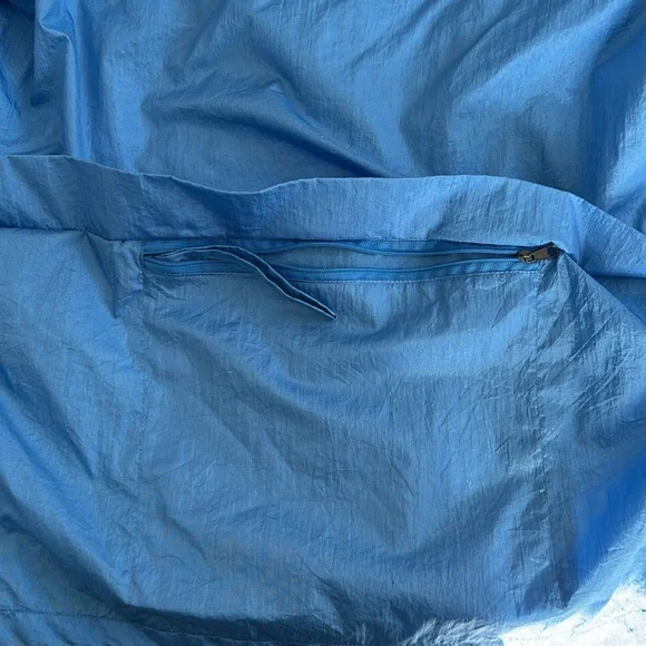 NEYELLE Women’s VintageY2K Windbreaker Blue/White Kangaroo Pocket Zipper Hood XL - Picture 7 of 14